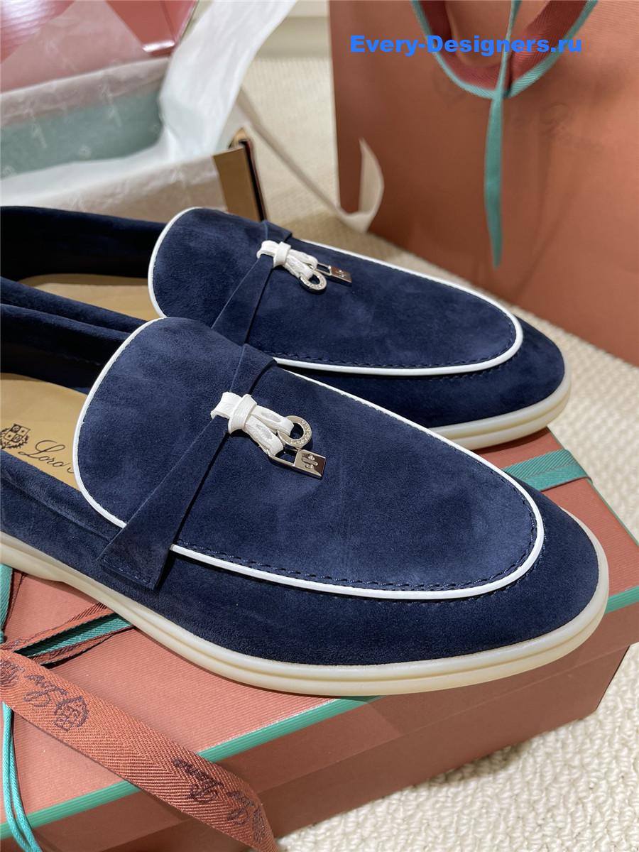 L0r0 P1ana dark blue suede loafers