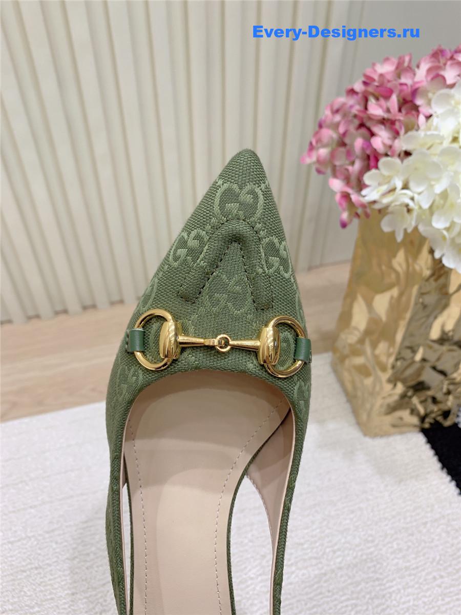 Gvc*1 green gg canvas slingback pump