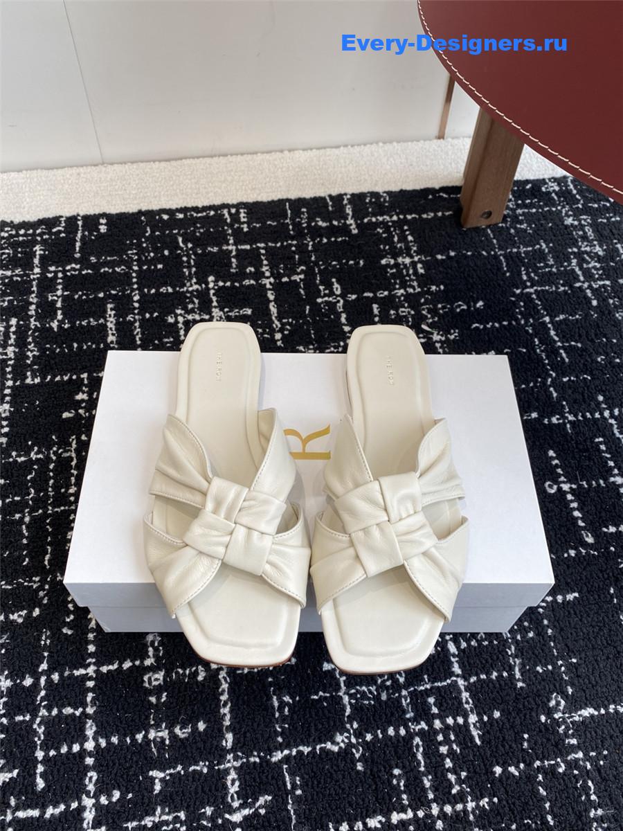 The R0w soft knot white leather flats