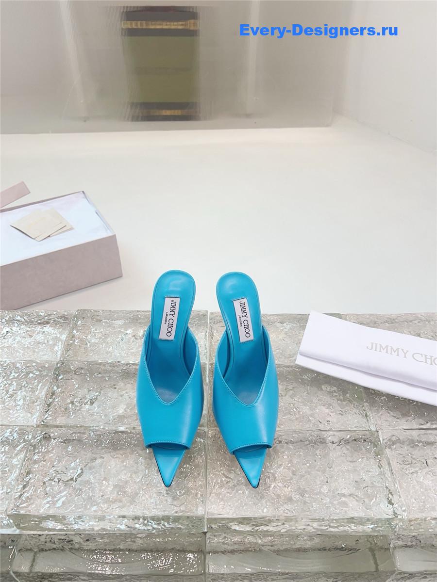 J1m*y Ch00 maryanne 100mm peep-toe mules in peacock