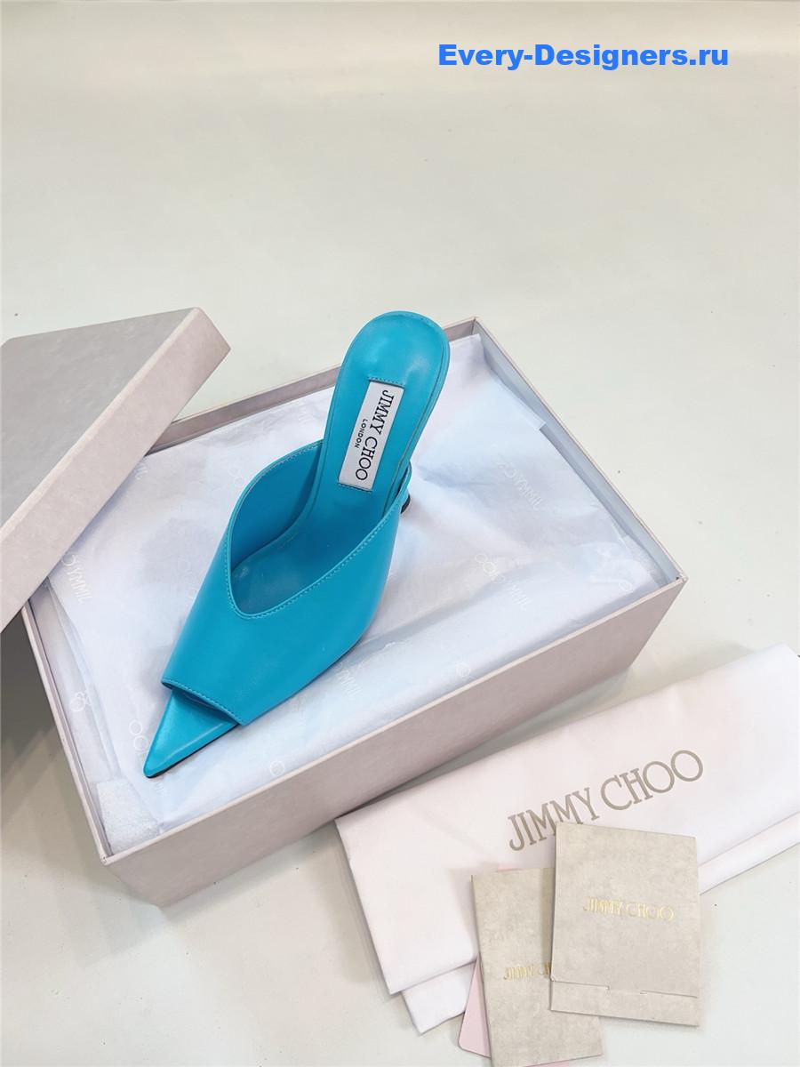 J1m*y Ch00 maryanne 100mm peep-toe mules in peacock