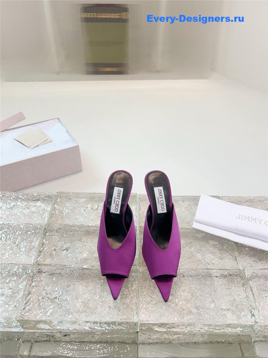 J1m*y Ch00 maryanne 100mm peep-toe mules in purple