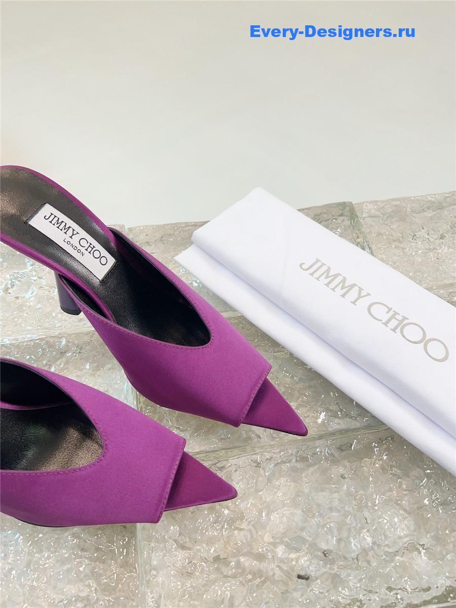 J1m*y Ch00 maryanne 100mm peep-toe mules in purple