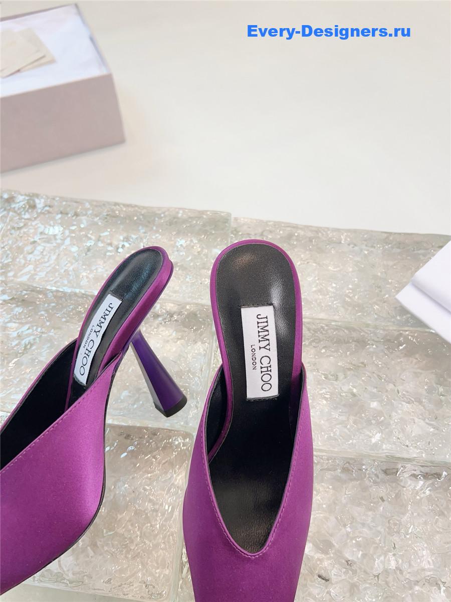 J1m*y Ch00 maryanne 100mm peep-toe mules in purple