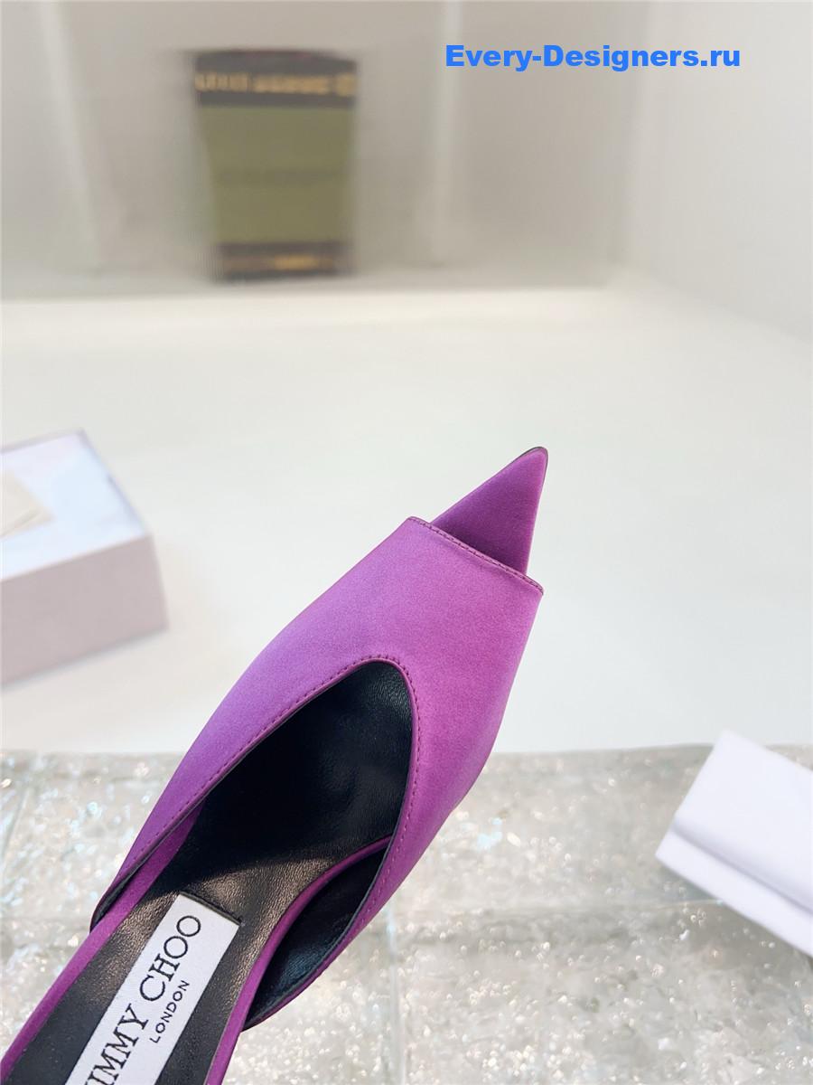 J1m*y Ch00 maryanne 100mm peep-toe mules in purple