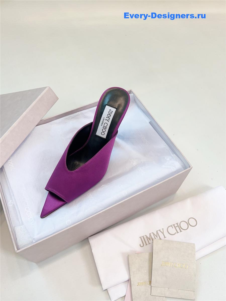 J1m*y Ch00 maryanne 100mm peep-toe mules in purple