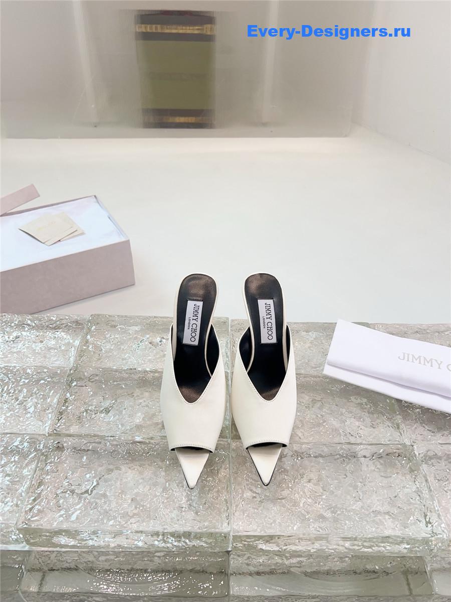 J1m*y Ch00 maryanne 100mm white peep-toe mules
