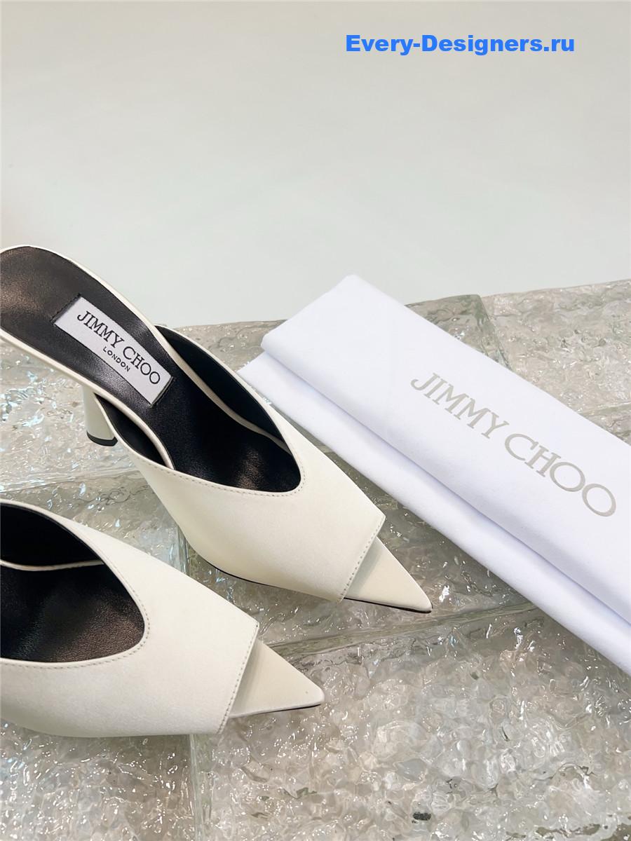 J1m*y Ch00 maryanne 100mm white peep-toe mules