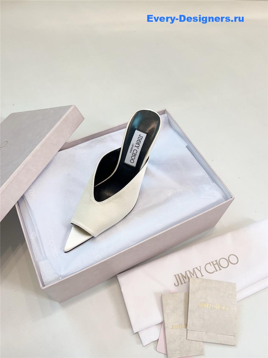 J1m*y Ch00 maryanne 100mm white peep-toe mules