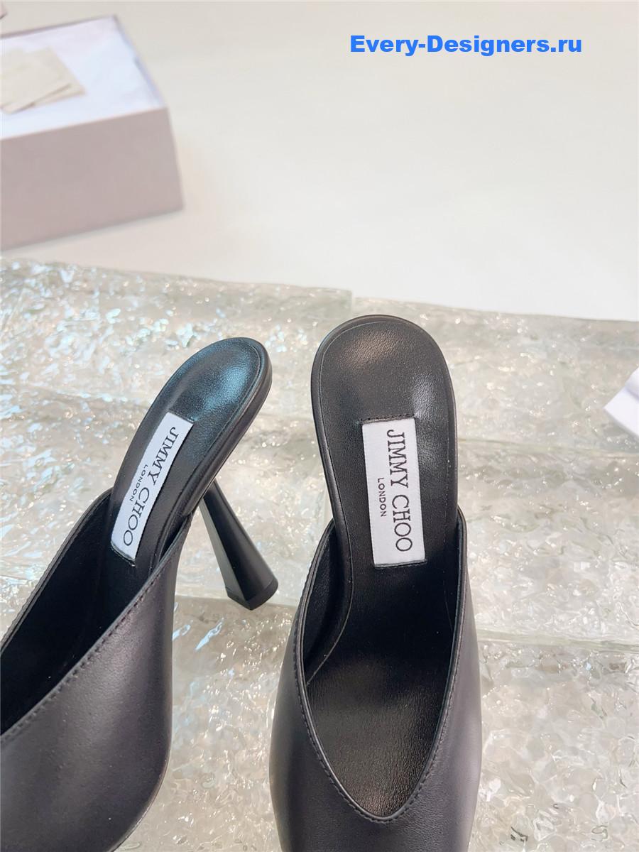 J1m*y Ch00 maryanne 100mm black peep-toe mules