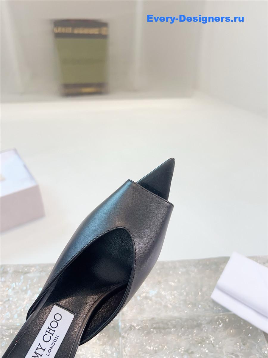 J1m*y Ch00 maryanne 100mm black peep-toe mules