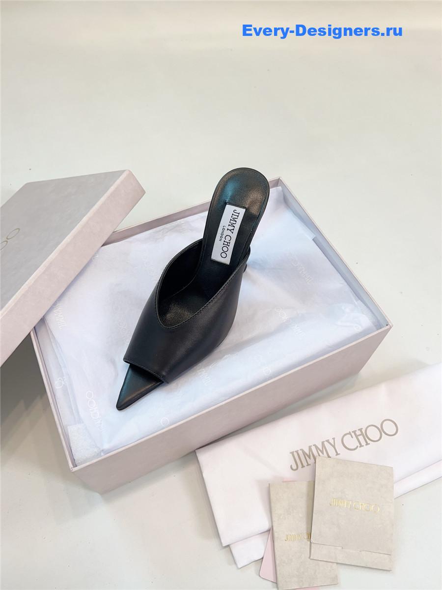 J1m*y Ch00 maryanne 100mm black peep-toe mules
