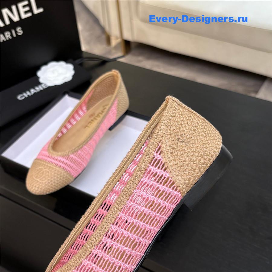 Ch**el pink raffia ballet flats