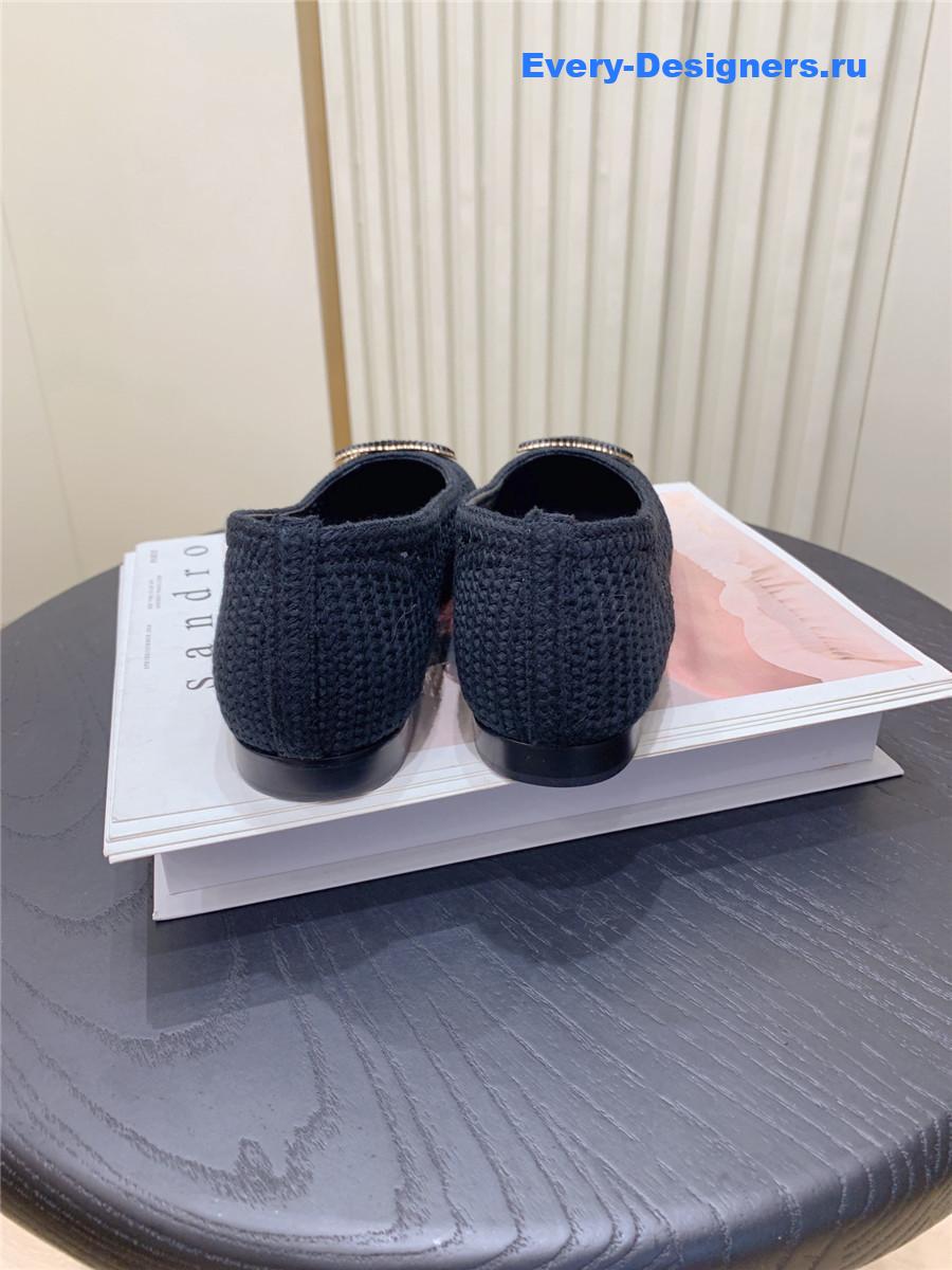 Ch**el cc black raffia ballet flats