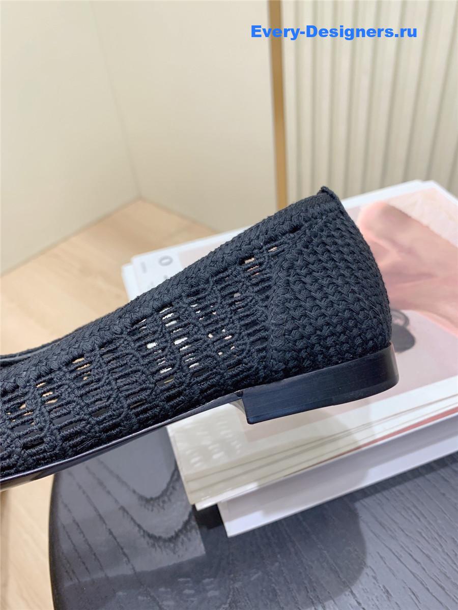 Ch**el cc black raffia ballet flats