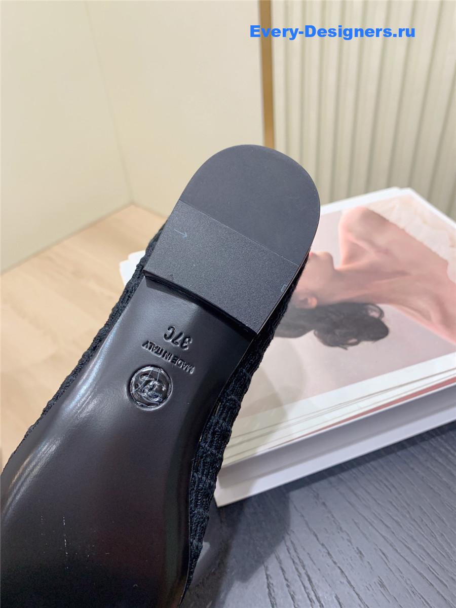 Ch**el cc black raffia ballet flats