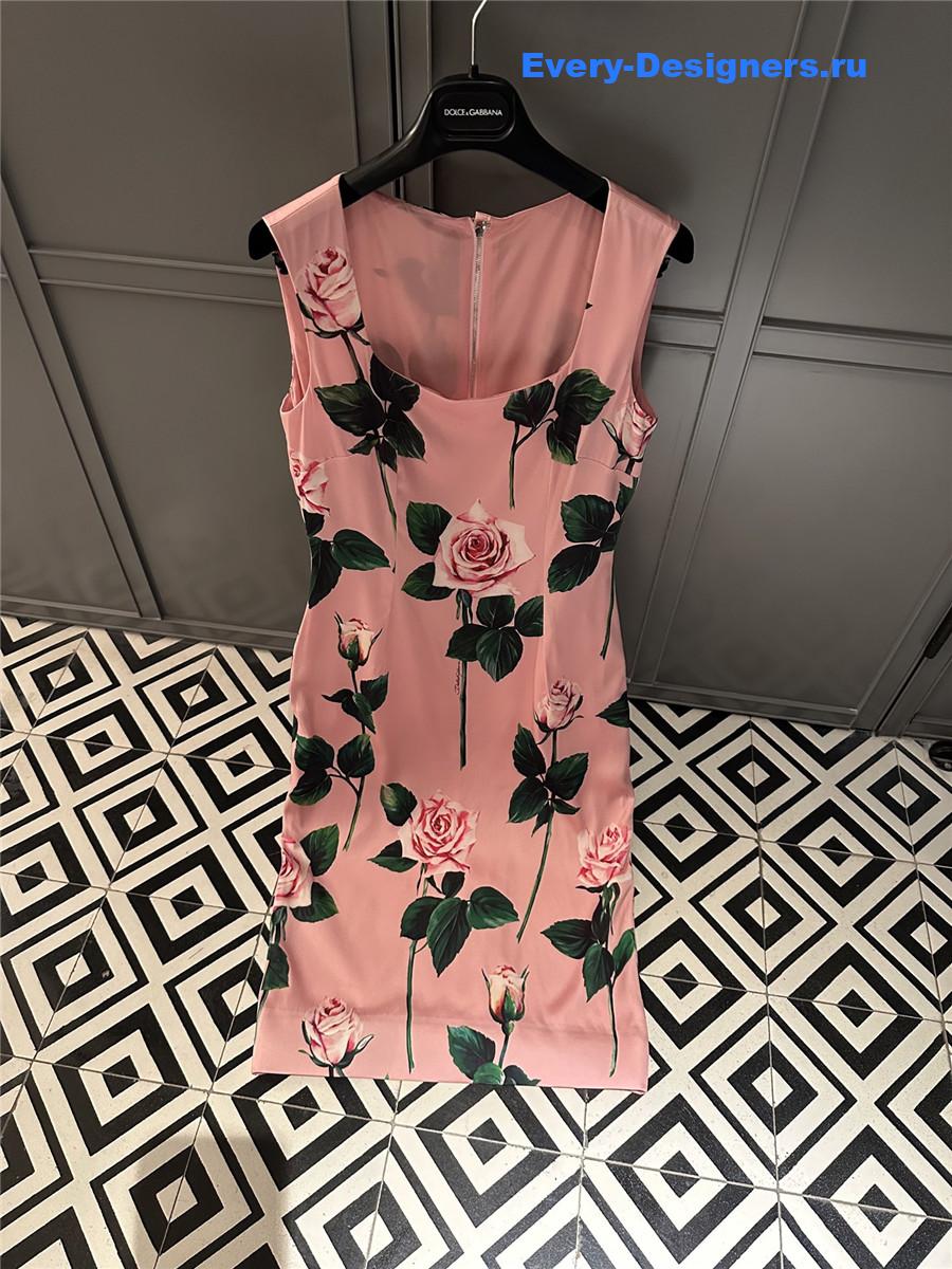 Dolce & Gabbana Floral Roses Print Midi Dress