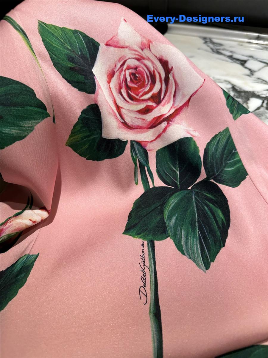 Dolce & Gabbana Floral Roses Print Midi Dress