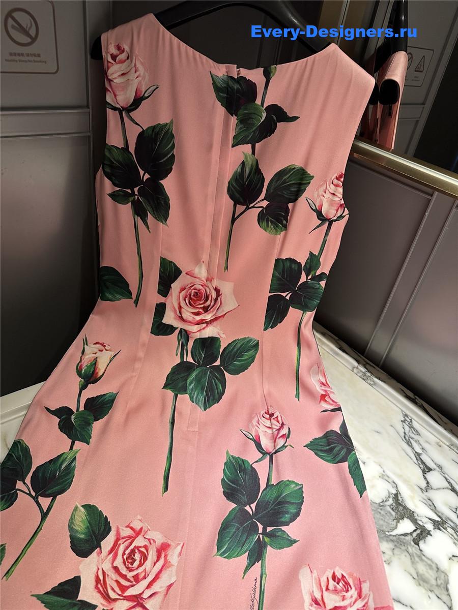 Dolce & Gabbana Floral Roses Print Midi Dress