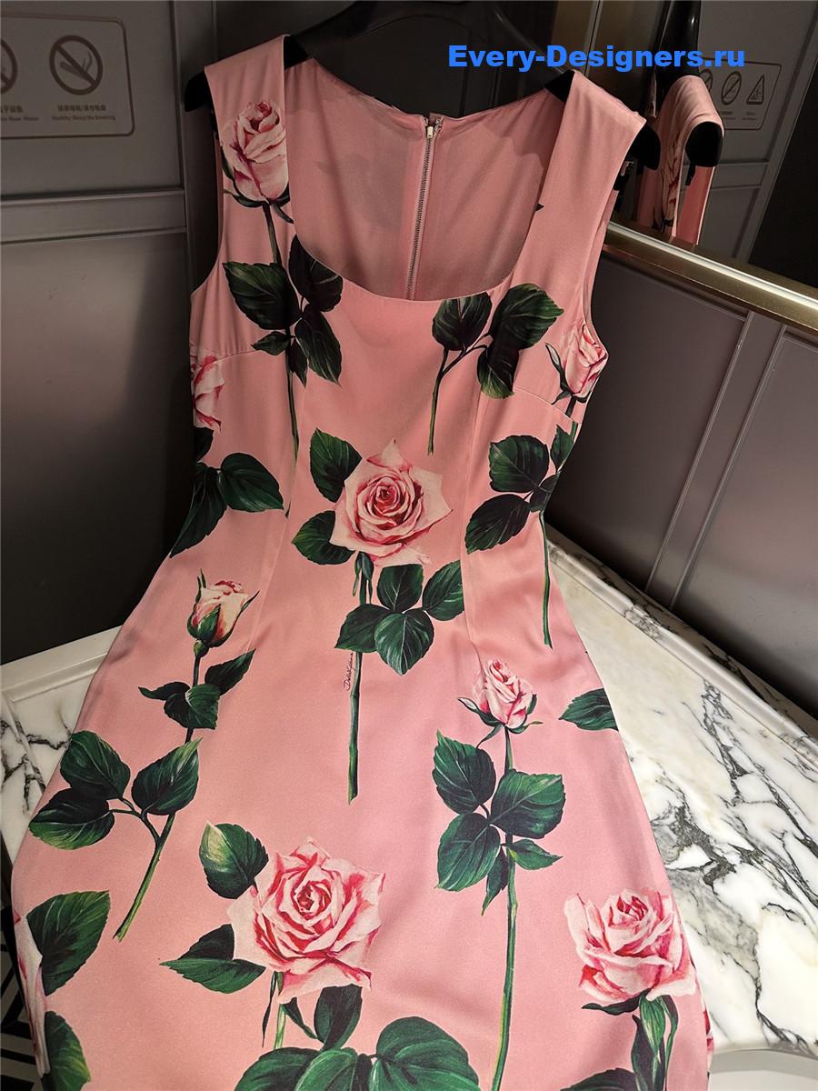Dolce & Gabbana Floral Roses Print Midi Dress