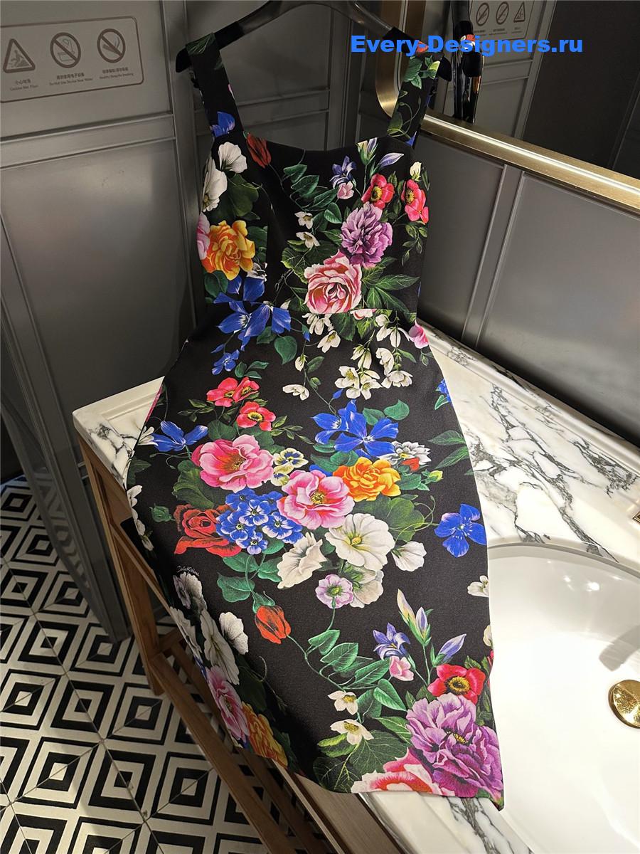 Dolce & Gabbana Black Rose Bustier Dress