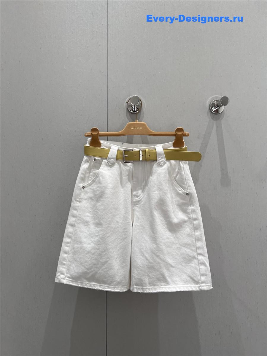 Miu Miu High-Waist White Denim Shorts