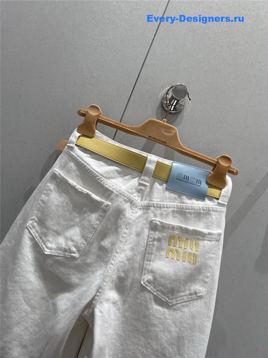 Miu Miu High-Waist White Denim Shorts