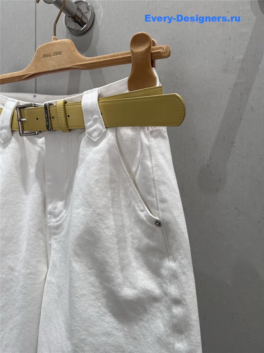 Miu Miu High-Waist White Denim Shorts