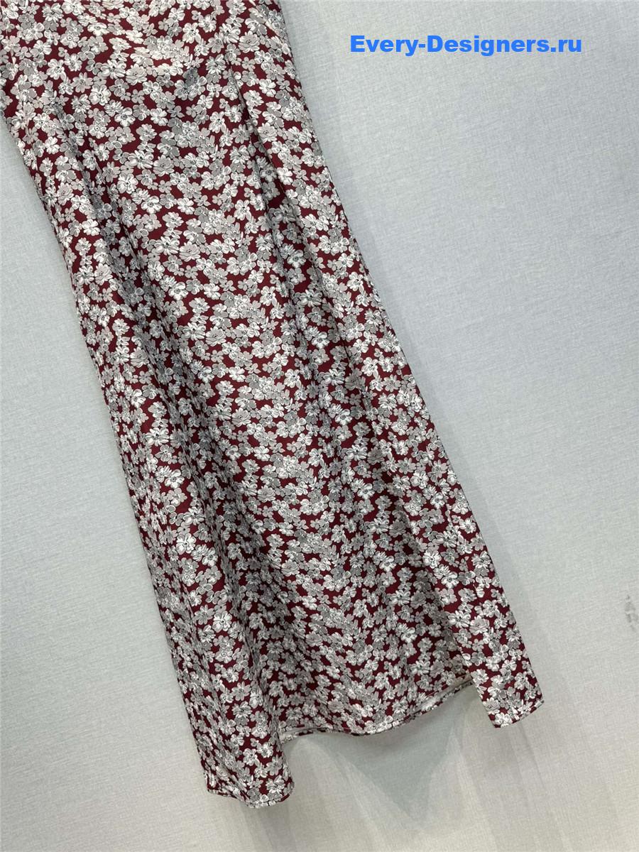 Miu Miu Floral V-Neck Suspenders Maxi Dress