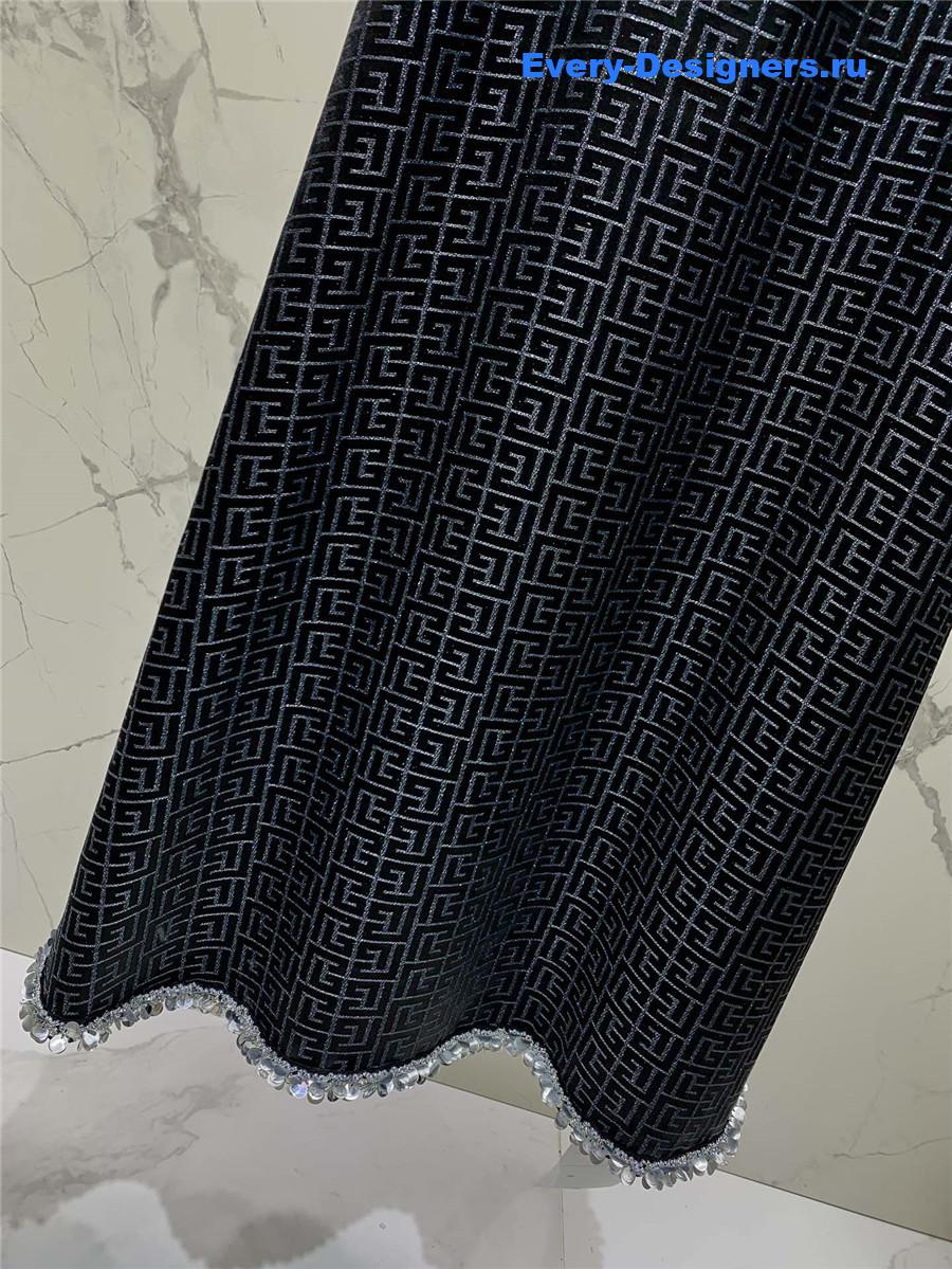 Balmain V-Neck Silk Beaded Dress