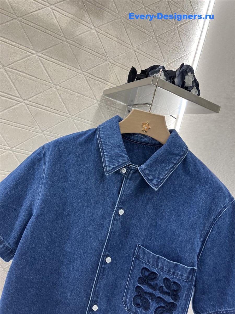L0ew* denim blue short sleeve shirt