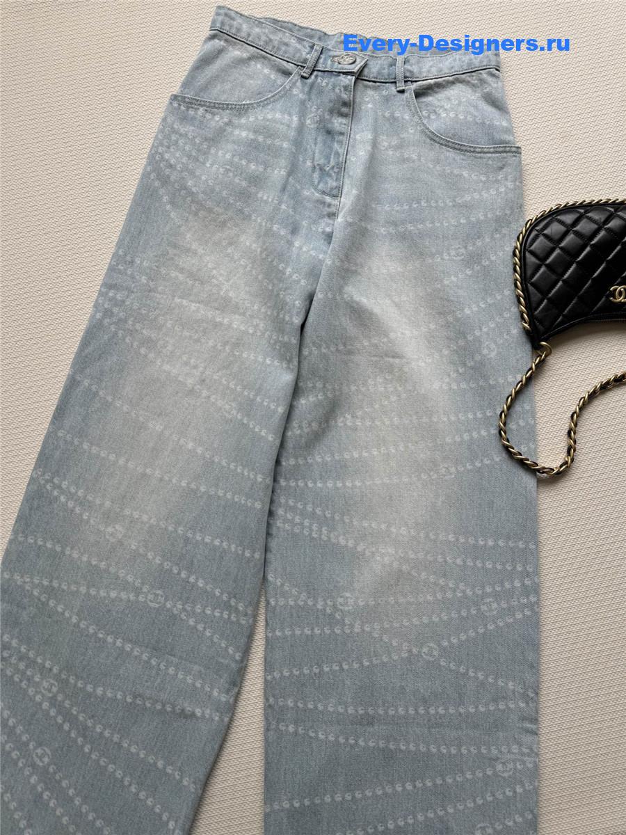 Ch**el light blue wide-leg jeans