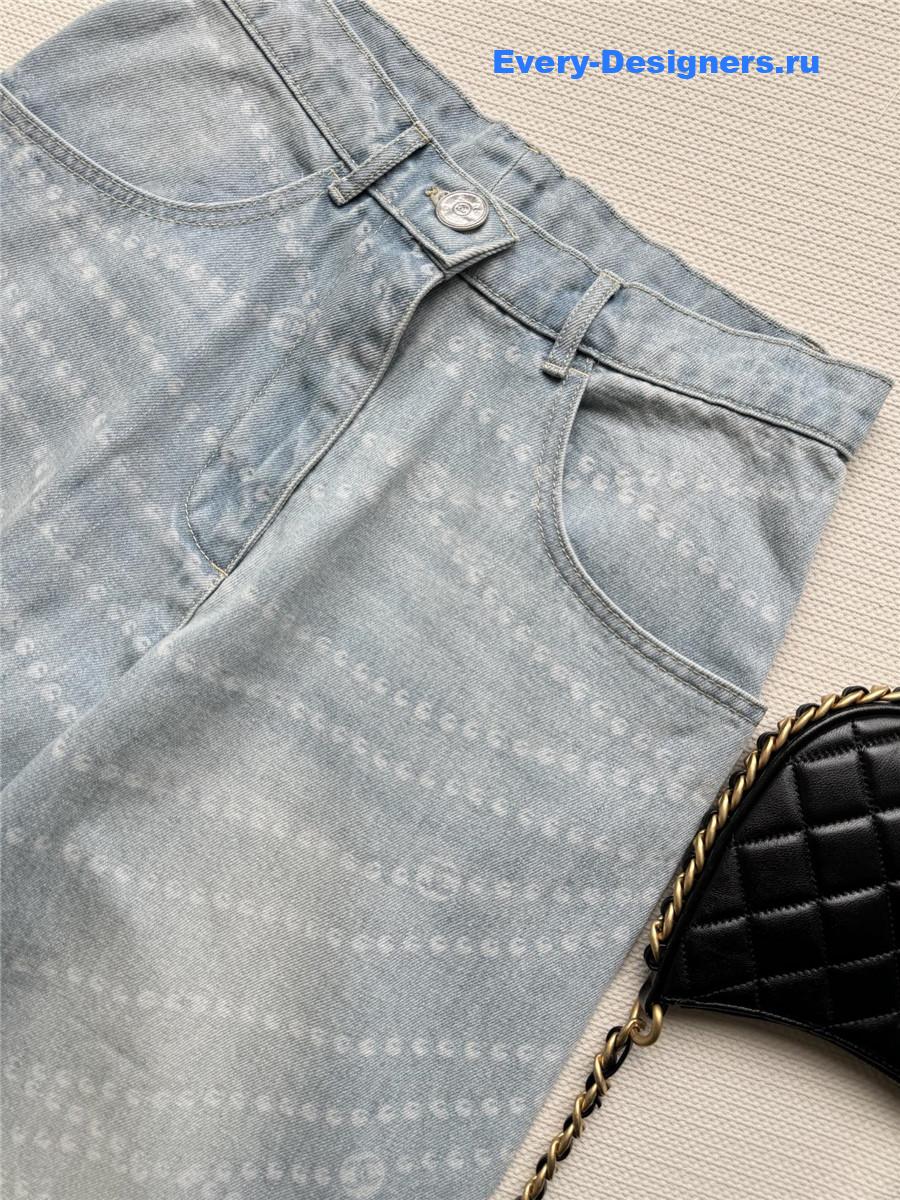 Ch**el light blue wide-leg jeans