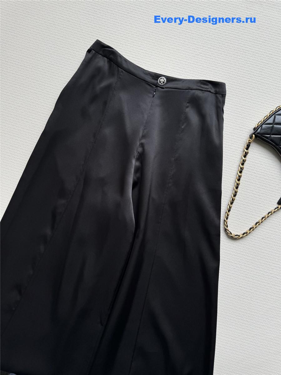 Ch**el black silk wide-leg pants