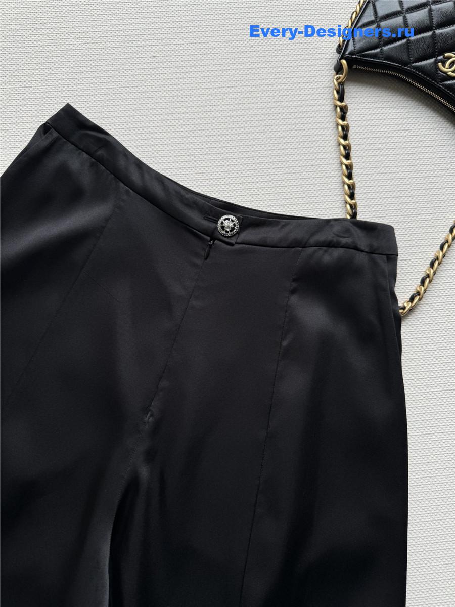 Ch**el black silk wide-leg pants