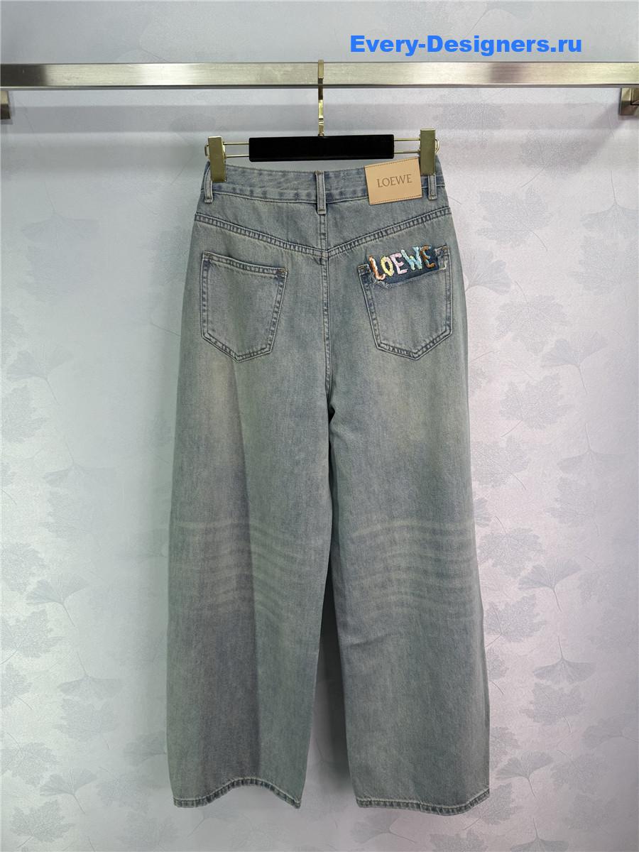 L0ew* logo embroidered loose jeans