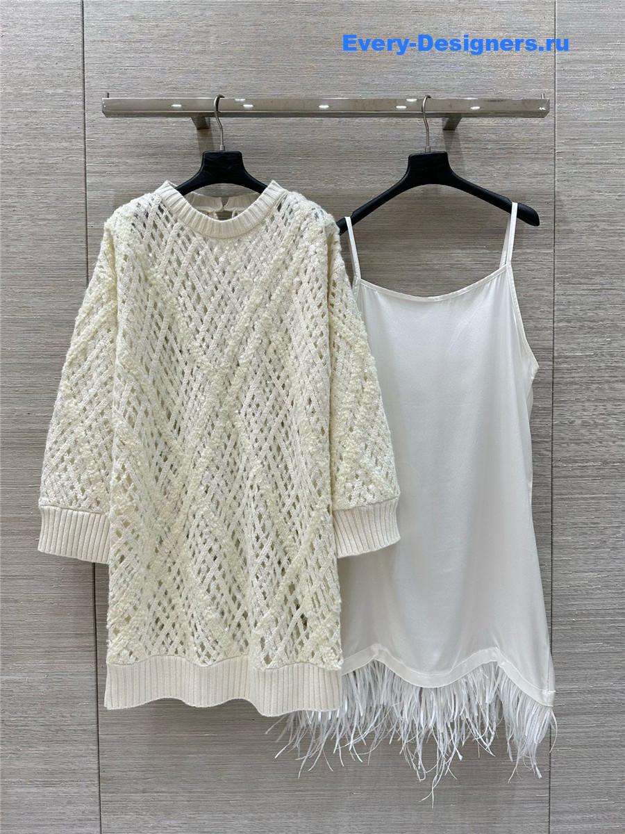 BC sequin-embellished Cashmere Dress White