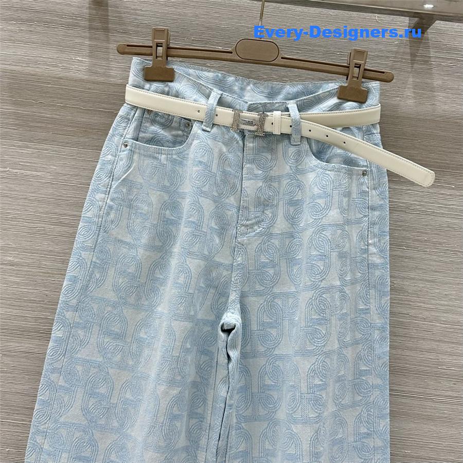H**me5 light blue jacquard denim pants