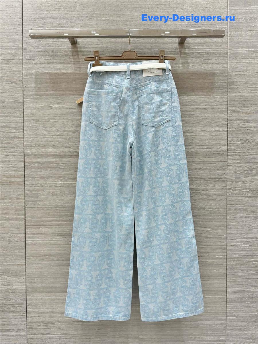 H**me5 light blue jacquard denim pants