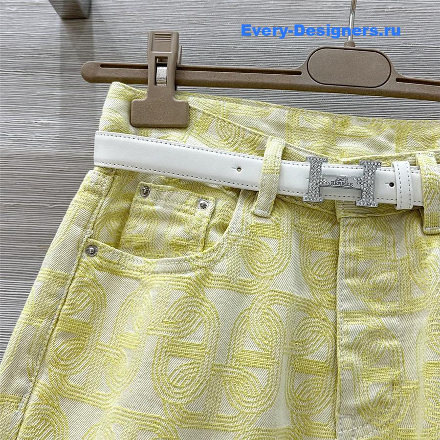 H**me5 yellow jacquard denim pants