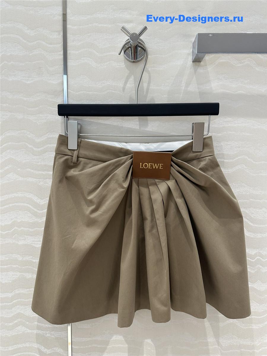 L0ew* brown cotton-silk draped skirt