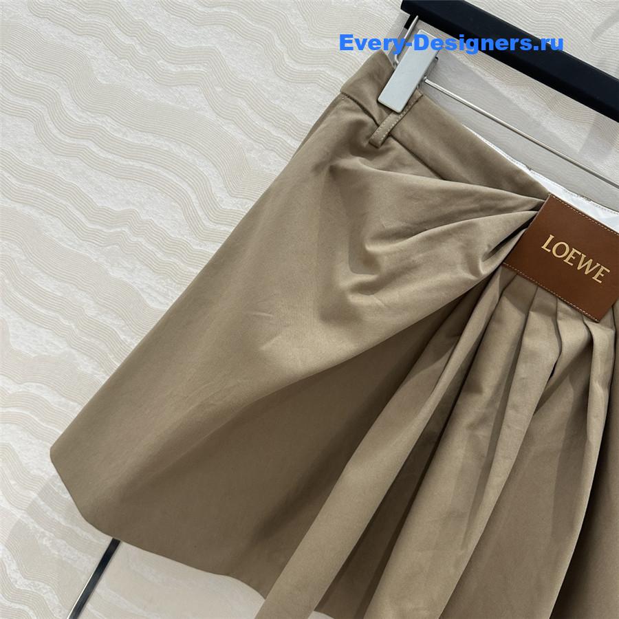 L0ew* brown cotton-silk draped skirt