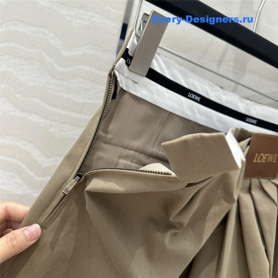 L0ew* brown cotton-silk draped skirt