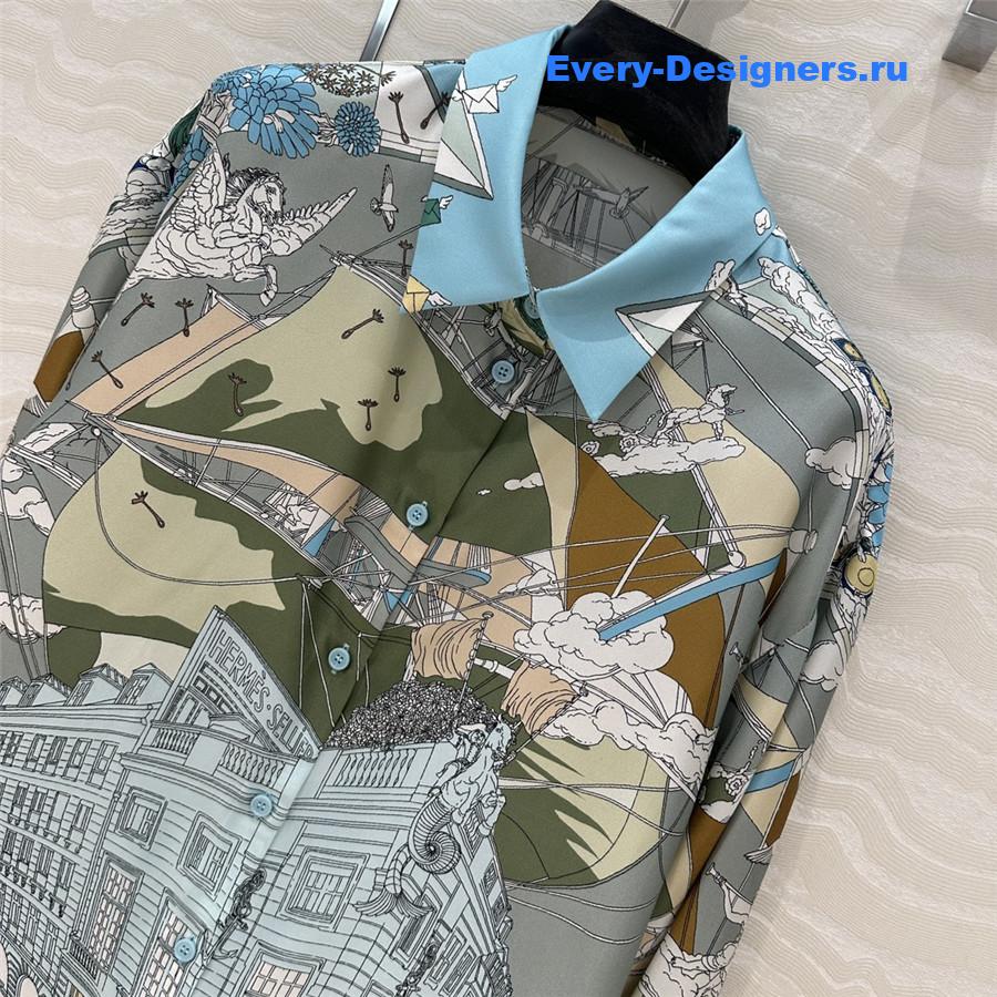 H**me5 cruise party scarf print silk shirt