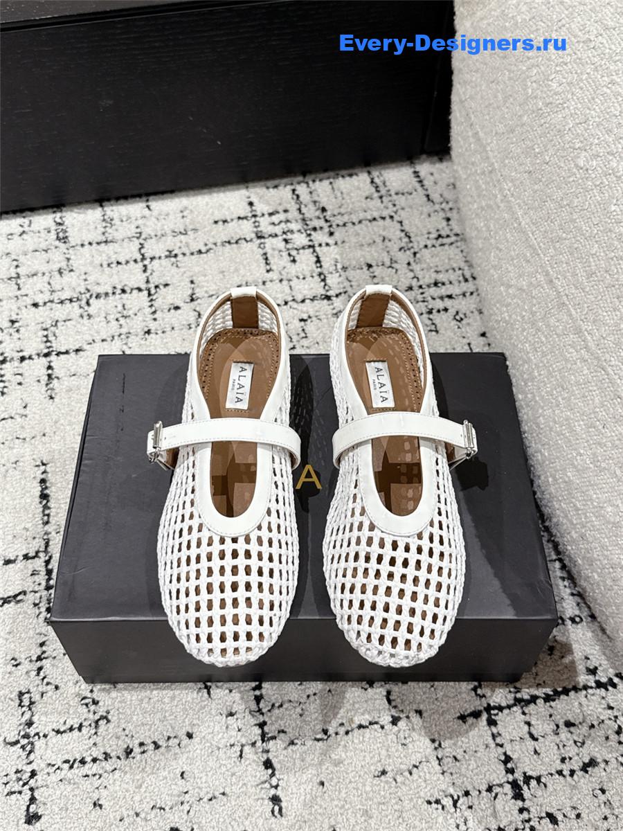 Alaïa White Mesh Ballet Flats