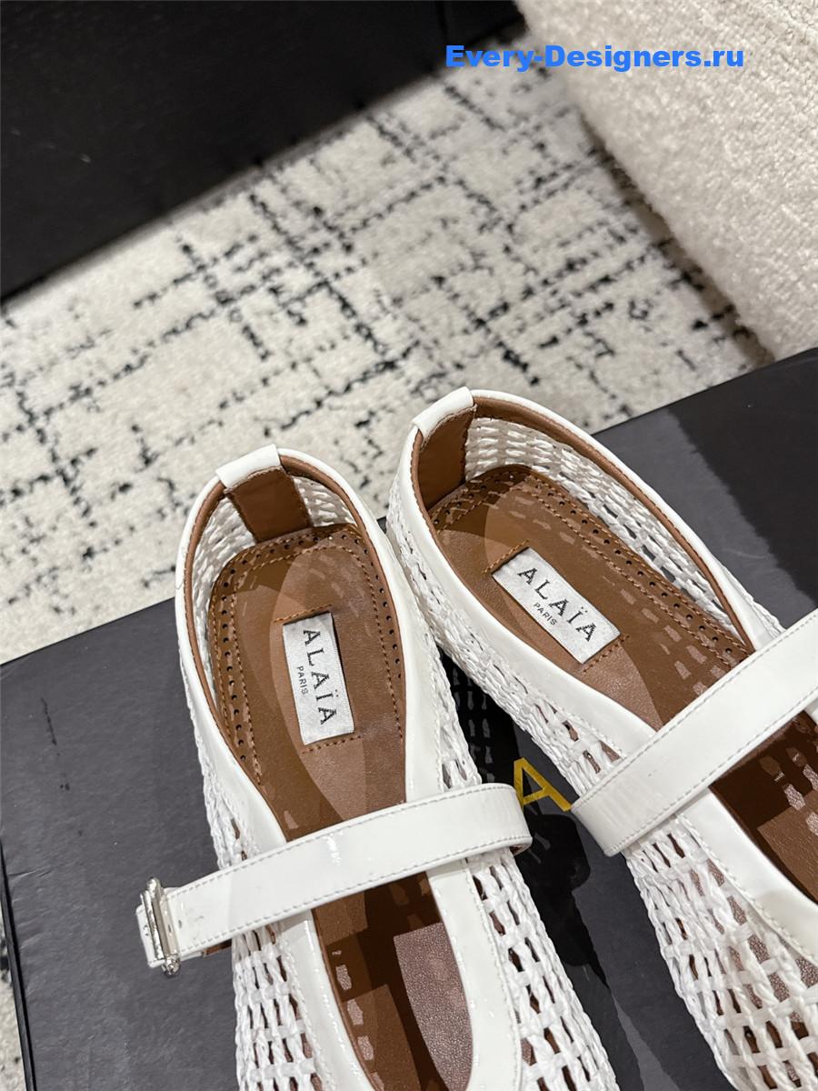 Alaïa White Mesh Ballet Flats