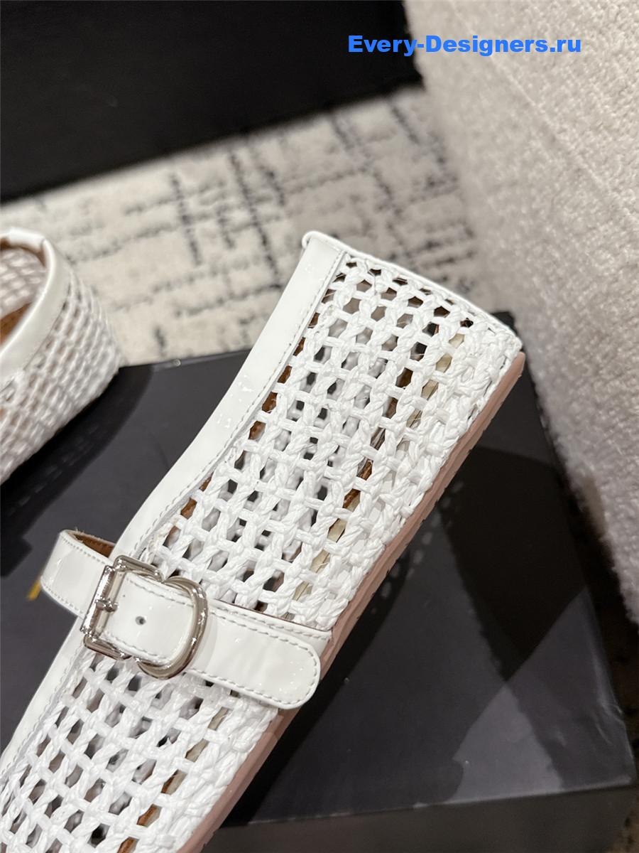 Alaïa White Mesh Ballet Flats