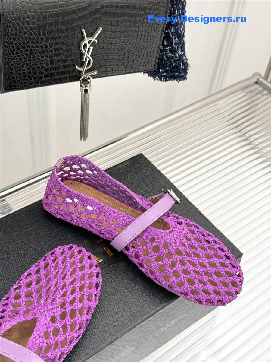 ALAÏA Purple Woven Mesh Ballet Flats