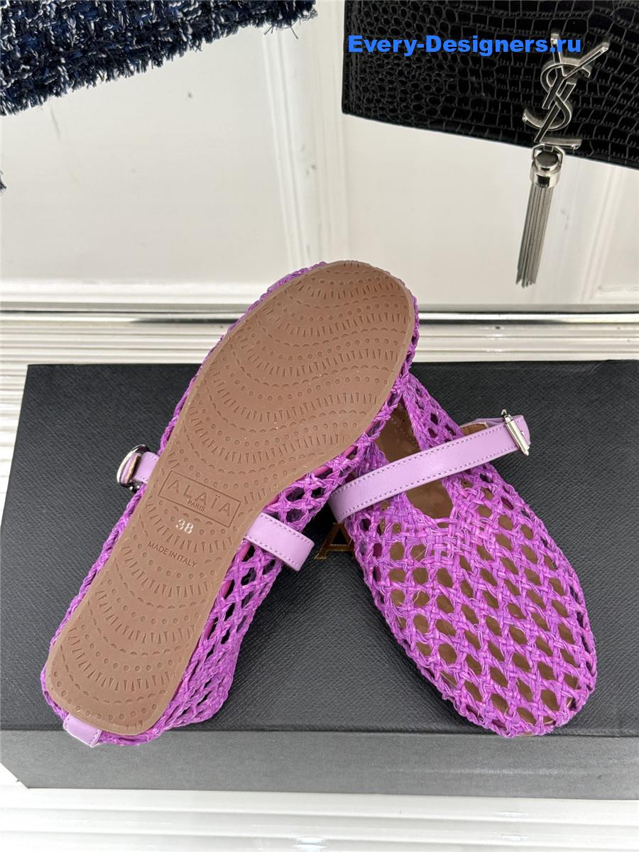ALAÏA Purple Woven Mesh Ballet Flats