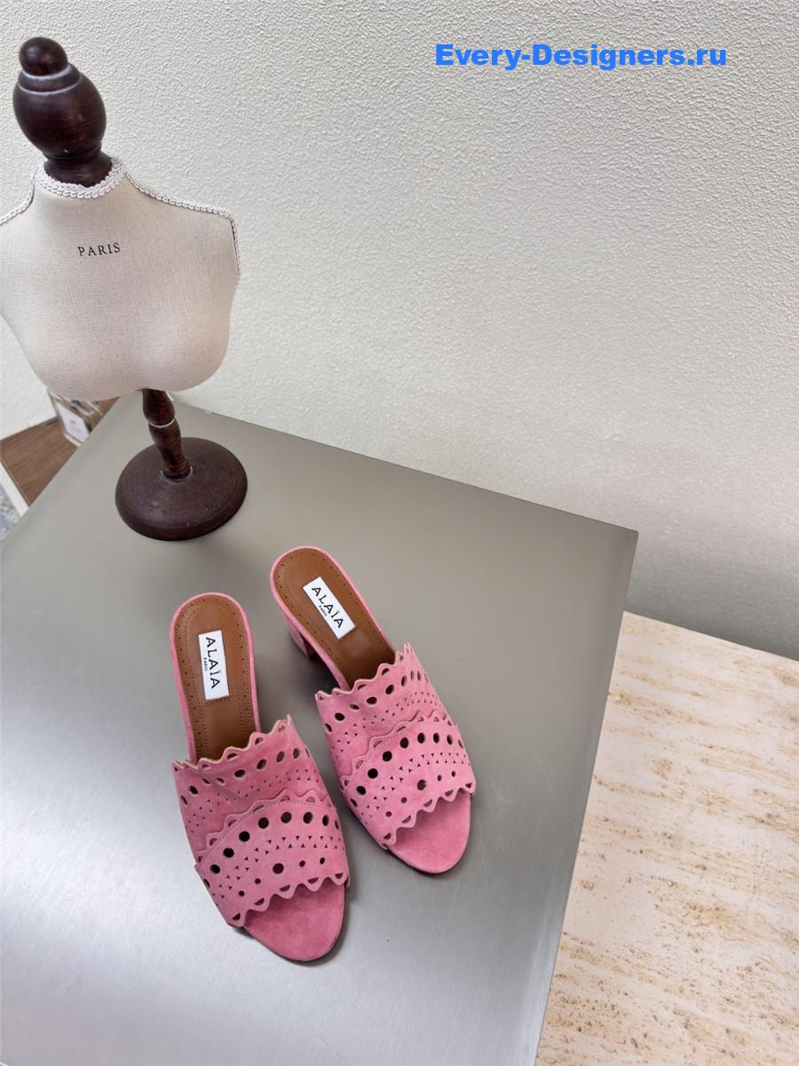 Alaïa Vienne Pink Leather Mules